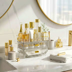 SOGA 3 Tier Transparent Multifunctional Countertop Cosmetic Storage Makeup Skincare Holder Jewelry Cabinet Bathroom Desk Drawer Vanity Organiser