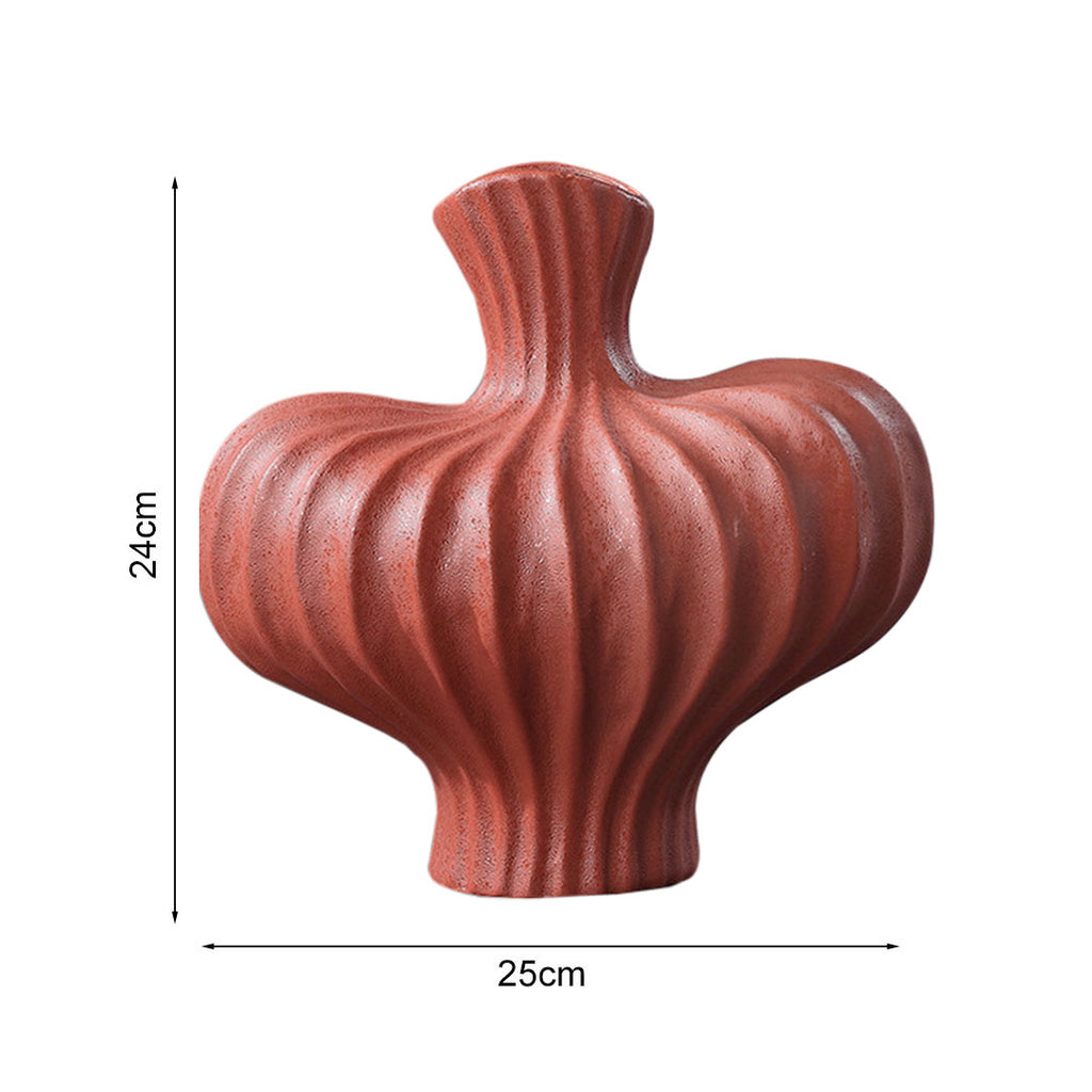 SOGA 2X 25X24cm Ornament Matte Red Small Vases Countertop Decoration Accessories Porch Crafts Home Decor