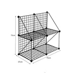 SOGA 2X Black Portable 4-Cube 2 Column Storage Organiser Foldable DIY Modular Grid Space Saving Shelf