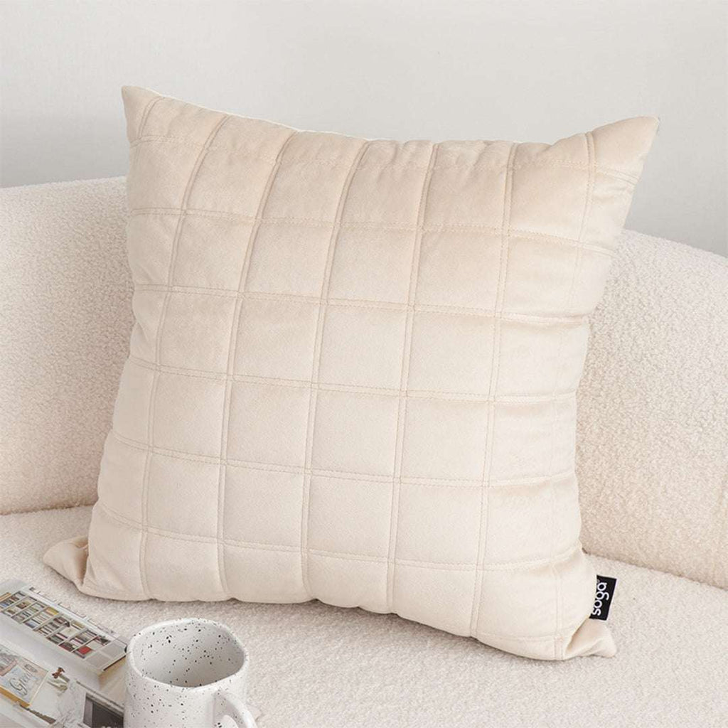 SOGA 2X 50cm Beige Quilted Grid Pattern Decorative Throw Pillow $ 119