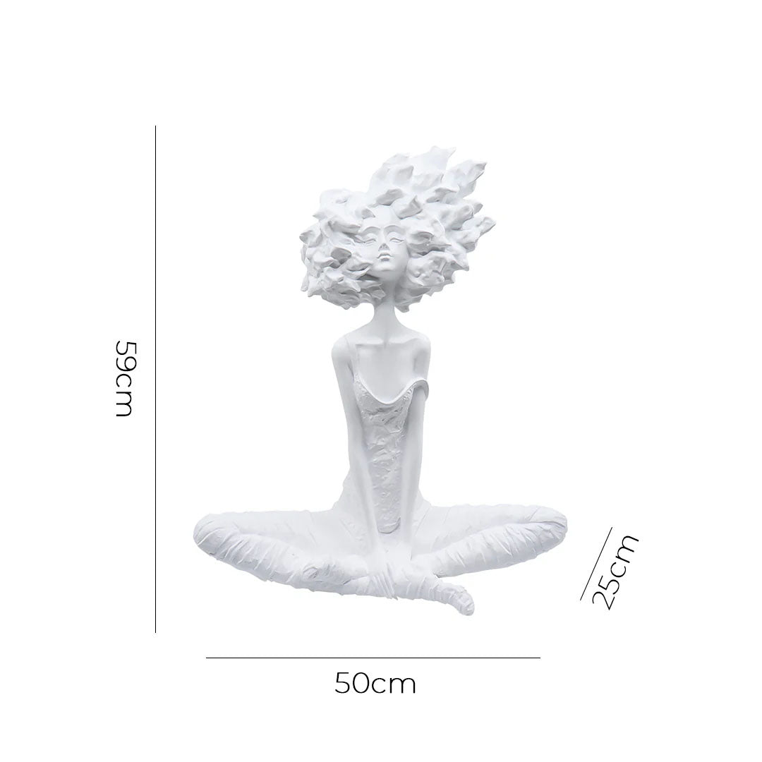 SOGA 59cm White Resin Sculpture – Calm Yoga Woman Decor Piece