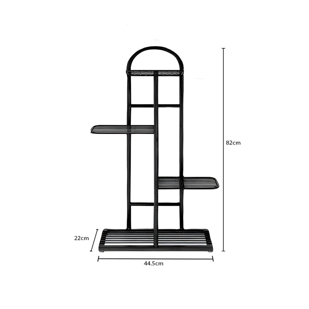 SOGA 4 Tier 5 Pots Black Metal Plant Stand Flowerpot Display Shelf Rack Indoor Home Office Decor