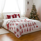 SOGA Christmas Bundle – Red Christmas Tree Fleece Throw & Red Snowman Holiday Pillows $ 200