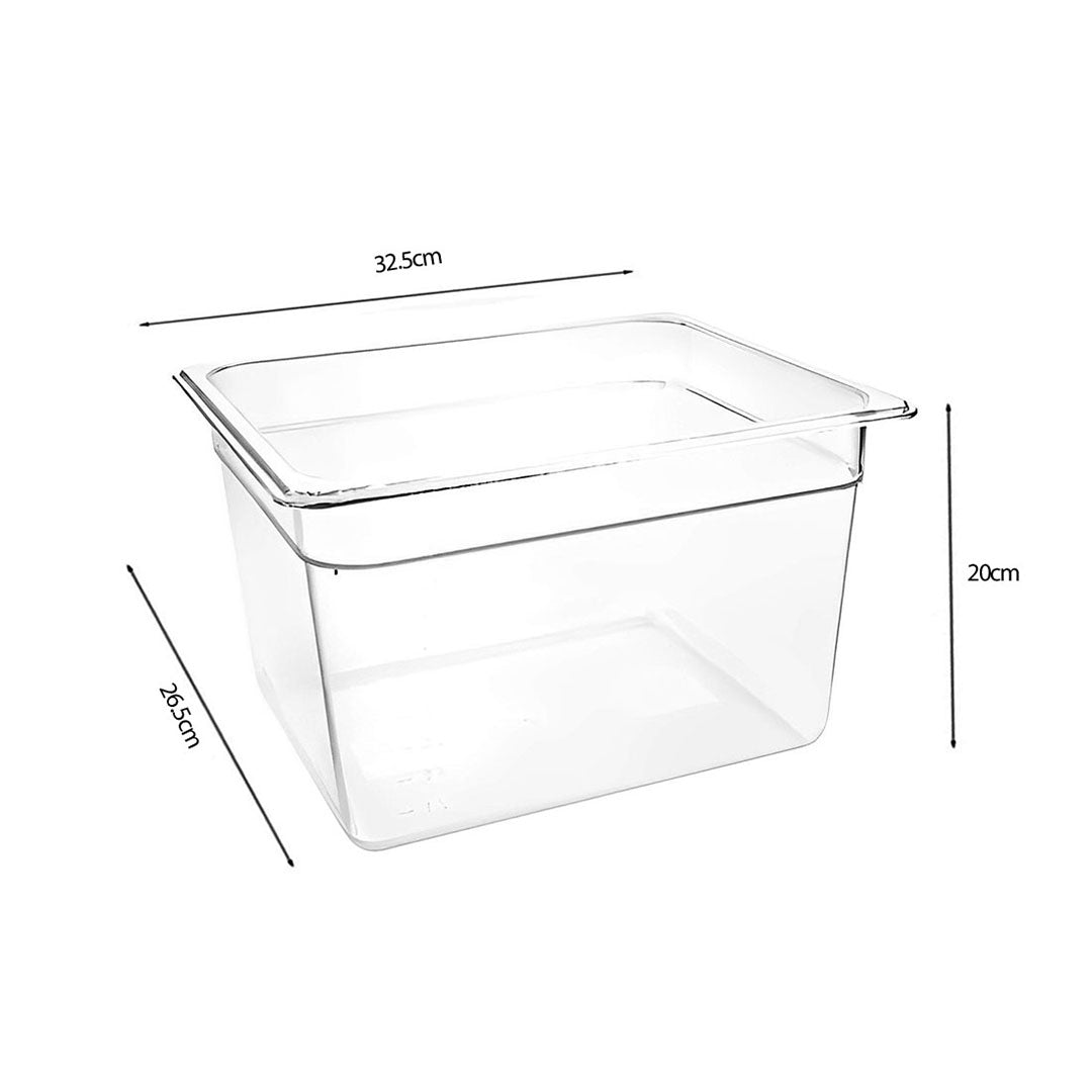 SOGA 200mm Clear Gastronorm GN Pan 1/2 Food Tray Storage Bundle of 2
