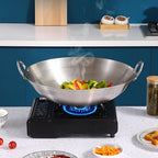SOGA 43cm Stainless Steel Kitchen Cooking Wok with 2 Sturdy Handles