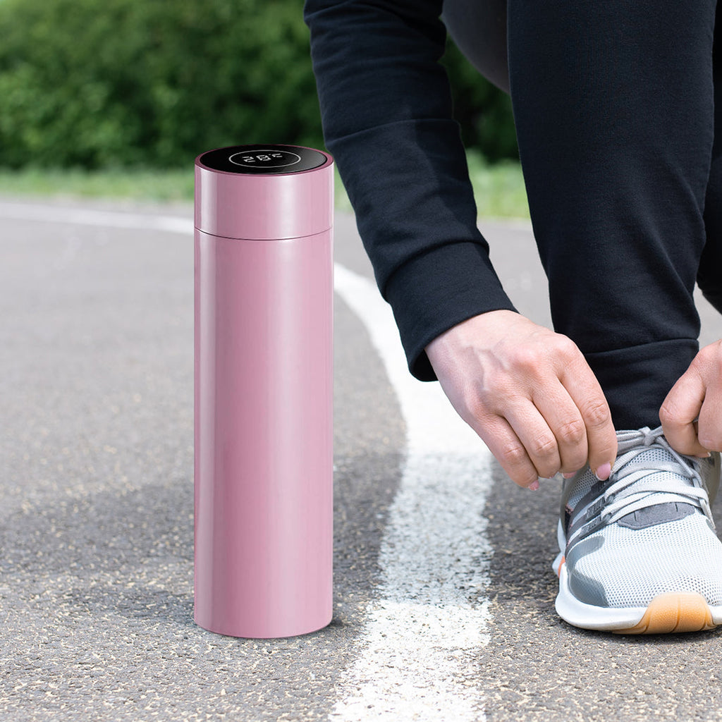 SOGA 500ML Stainless Steel Smart LCD Thermometer Display Bottle Vacuum Flask Thermos Pink
