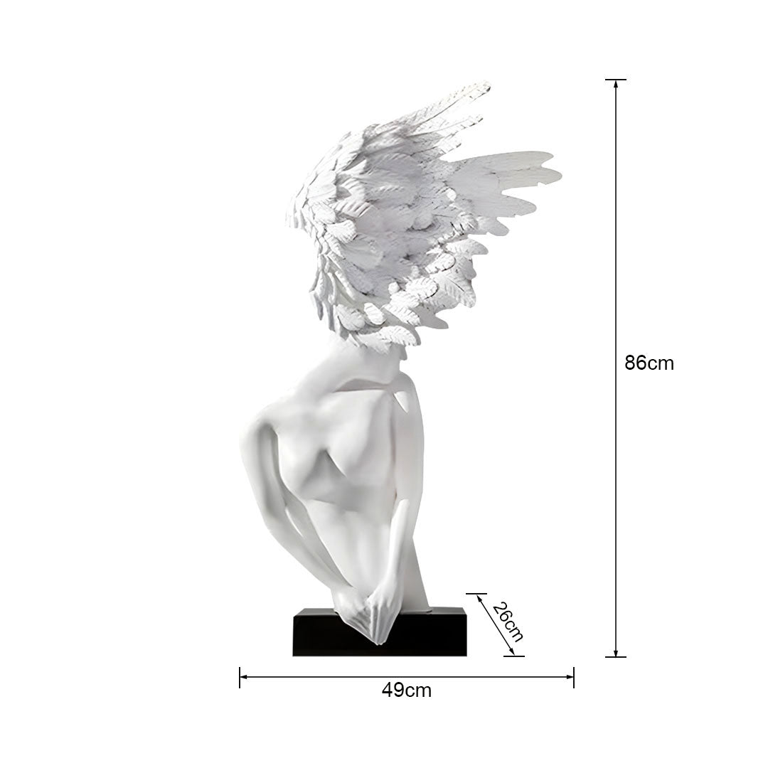 SOGA 86cm White Sculpture – Minimalist Winged Resin Decor for Modern Interiors