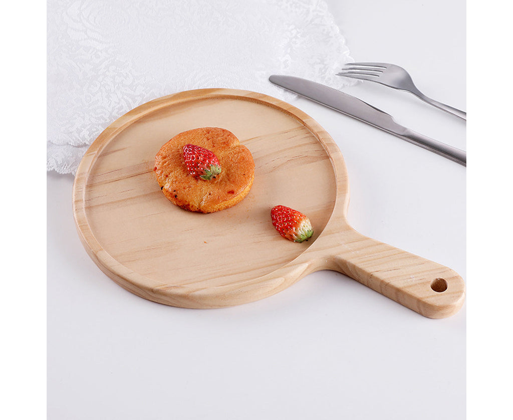 SOGA 2X 9 inch Round Premium Wooden Pine Food Serving Tray Charcuterie Board Paddle Home Decor