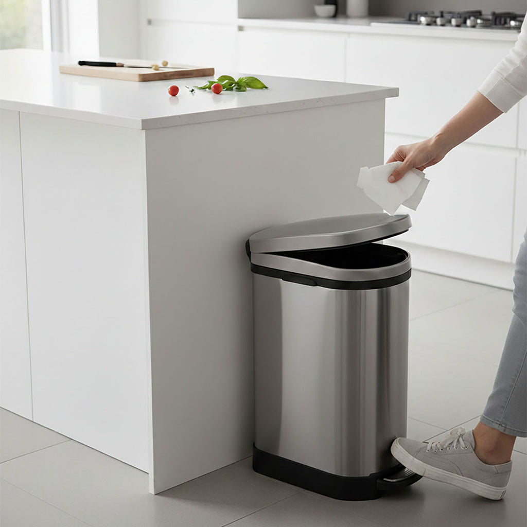 SOGA 4X Foot Pedal Stainless Steel Rubbish Recycling Garbage Waste Trash Bin 10L U