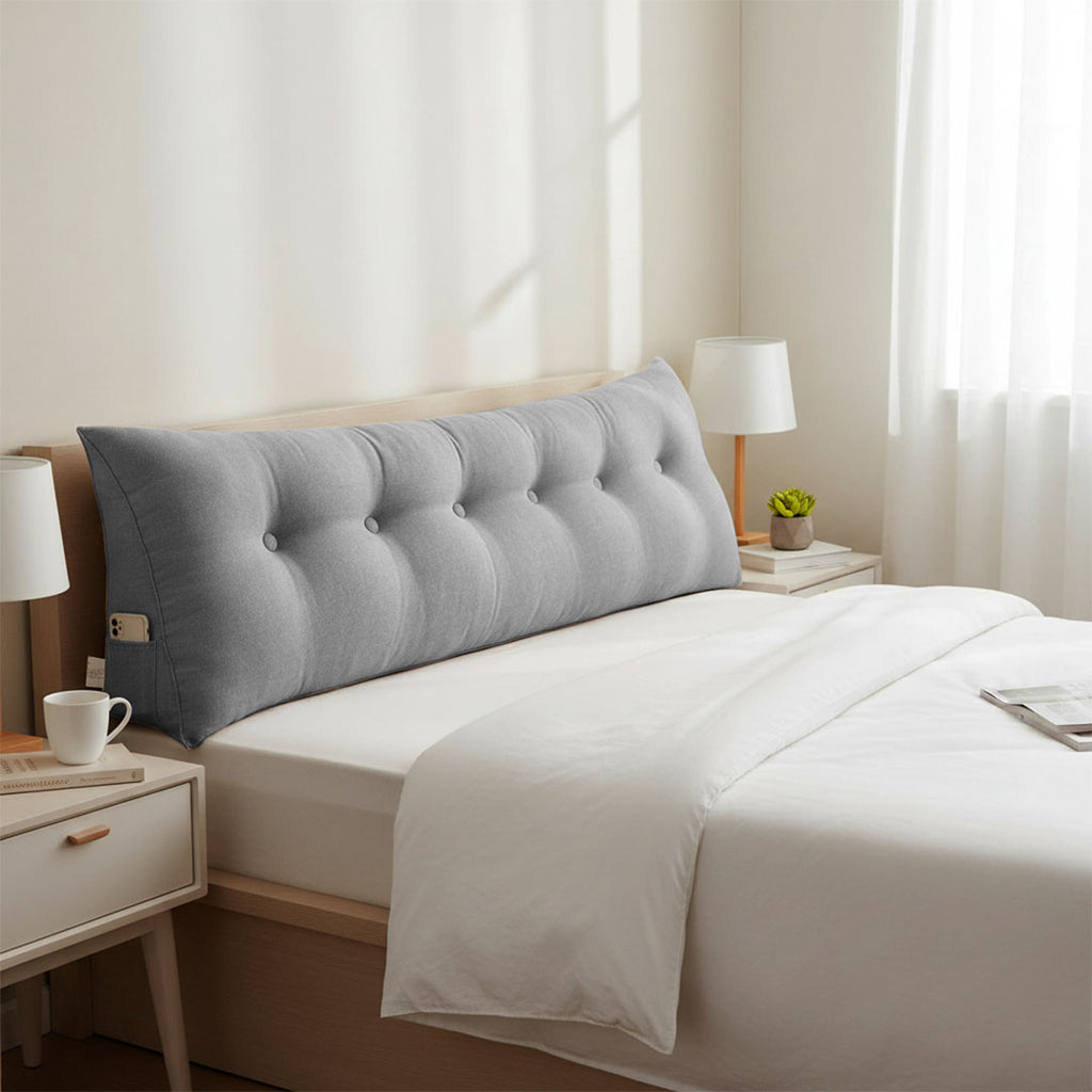 SOGA 180cm Silver Triangular Wedge Bed Pillow Headboard Backrest Bedside Tatami Cushion Home Decor