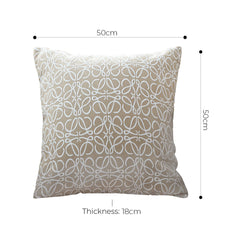 SOGA 50cm Throw Pillow White and Beige Geometric Pattern Accent for Home Decor