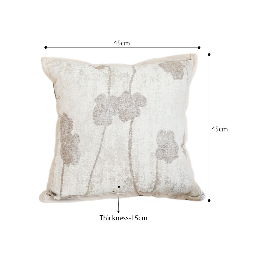 SOGA 2X 45cm Botanical Beige Poppy Flower Print Linen Decorative Throw Pillow