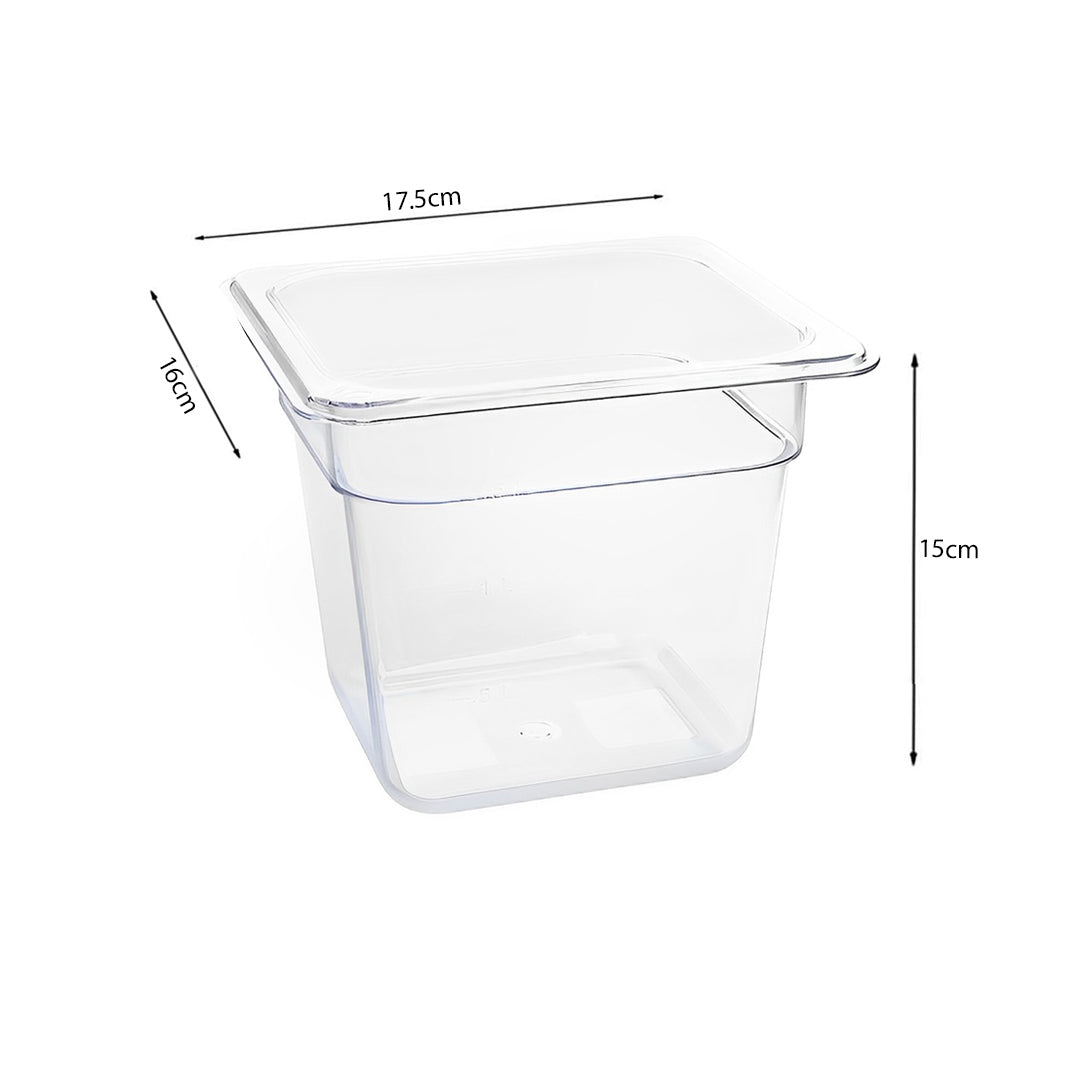 SOGA 150mm Clear Gastronorm GN Pan 1/6 Food Tray Storage Bundle of 6 with Lid