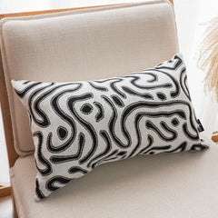 SOGA 30cm Black White Abstract Swirl Pattern Decorative Throw Pillow