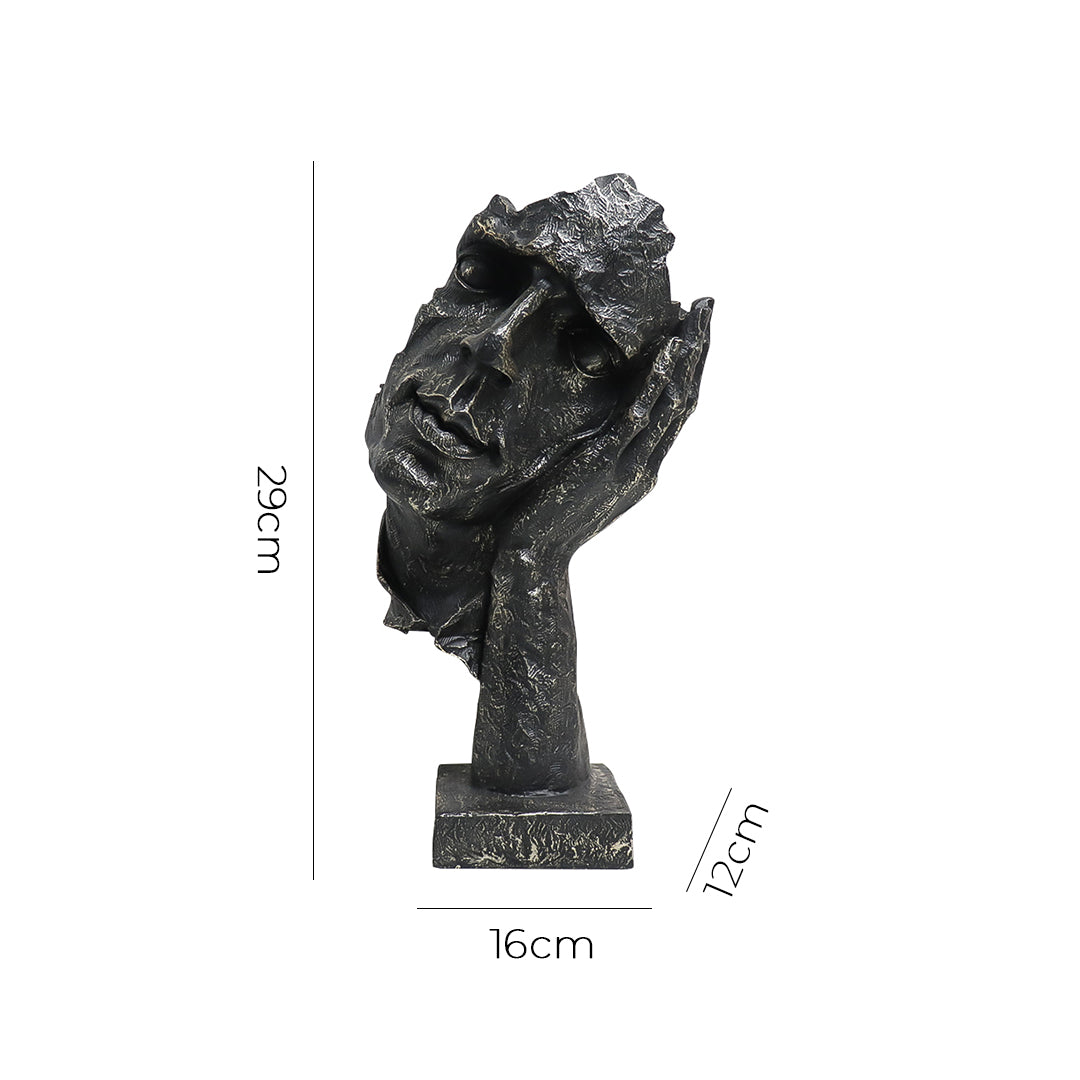 SOGA 29cm Resin Face Sculpture – Abstract Leaning Head Art Decor