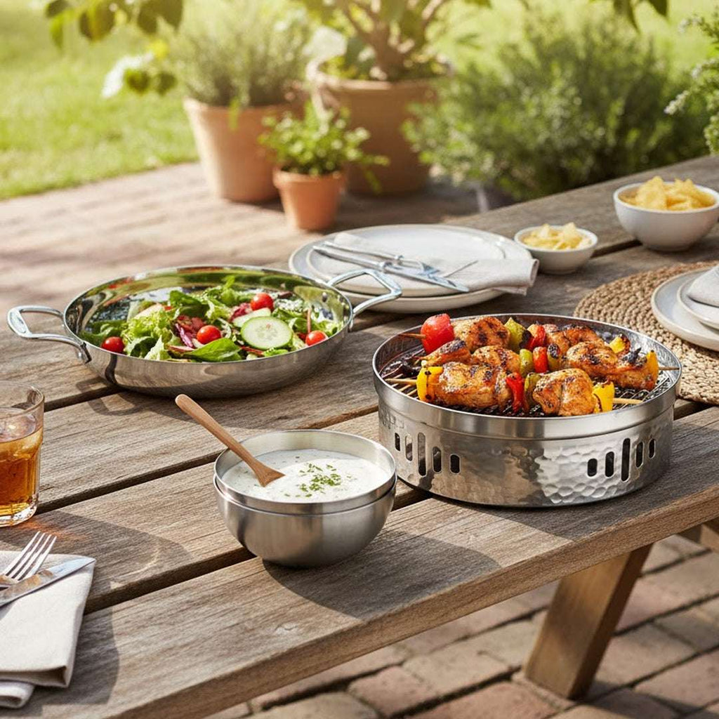 SOGA Kitchenware Bundle – Silver Dry Pots & Elegant Salad Bowl for Essential Kitchen Use $ 168