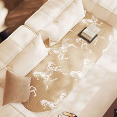 SOGA Four-Seater Beige Horse Print 90x260cm Throw Blanket Sofa Cover $ 144