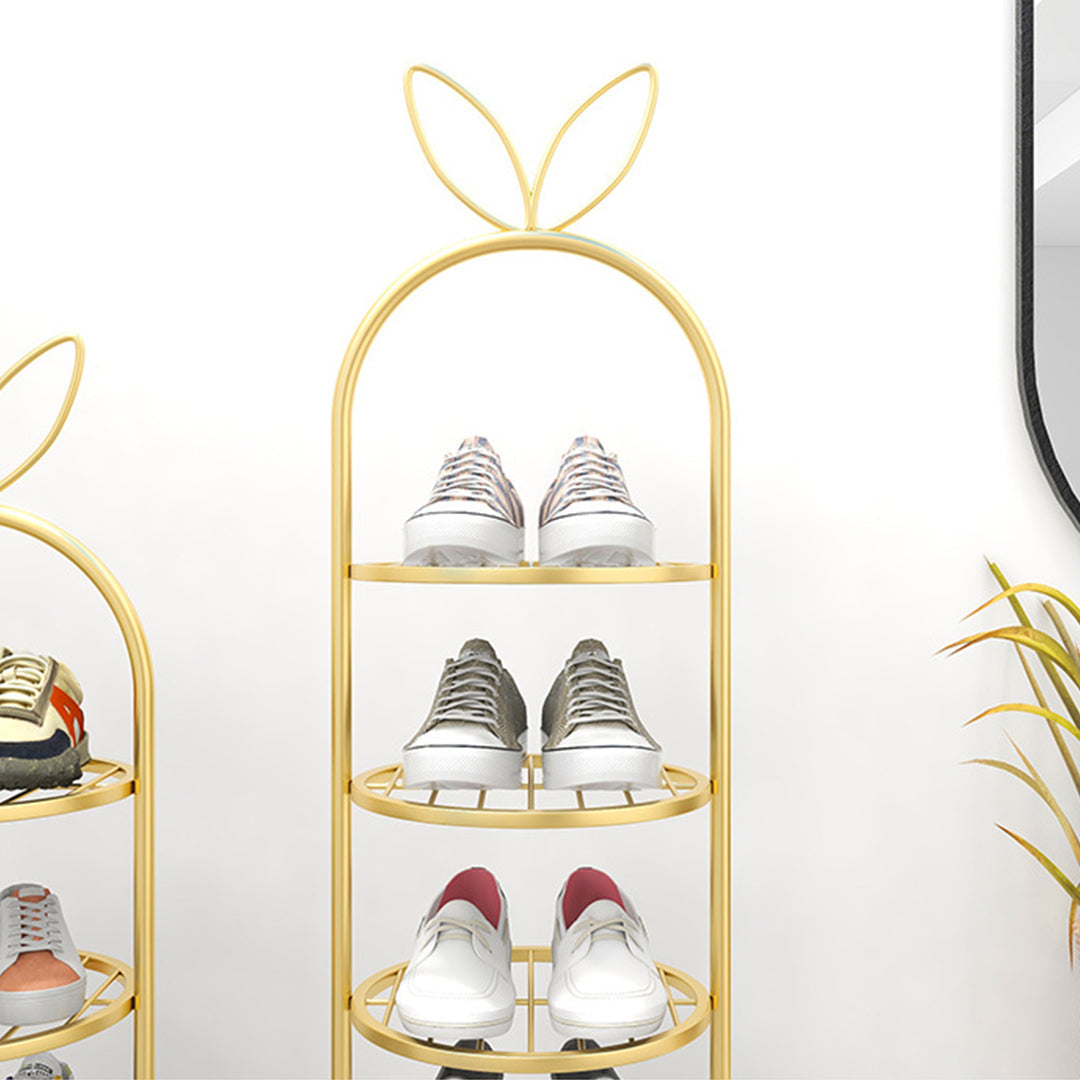 SOGA 2X 7 Tier Bunny Ears Gold Plated Metal Shoe Organizer Space Saving Portable Footwear Storage Shelf