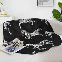 SOGA One-Seater Black Horse Print 90x90cm Throw Blanket Sofa Cover $ 91