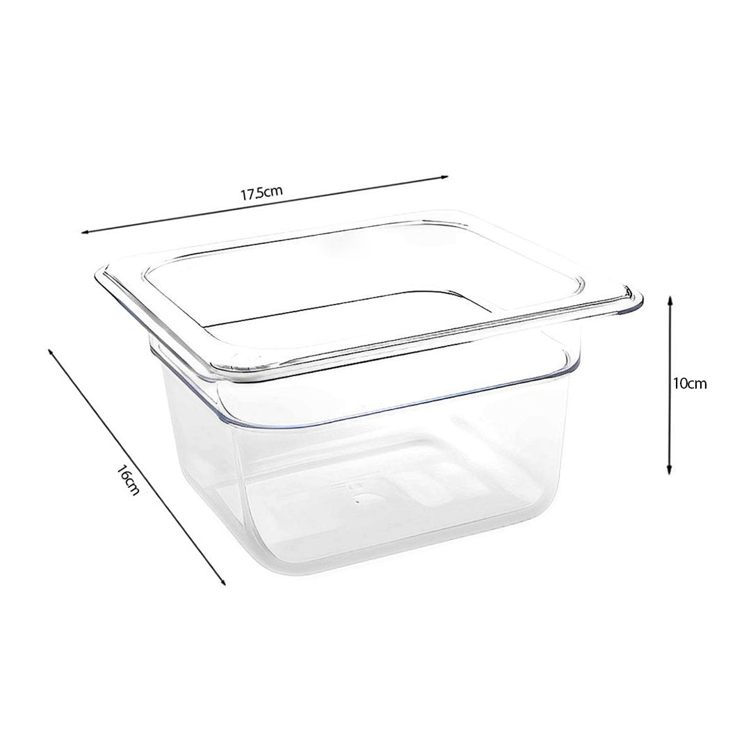 SOGA 100mm Clear Gastronorm GN Pan 1/6 Food Tray Storage with Lid