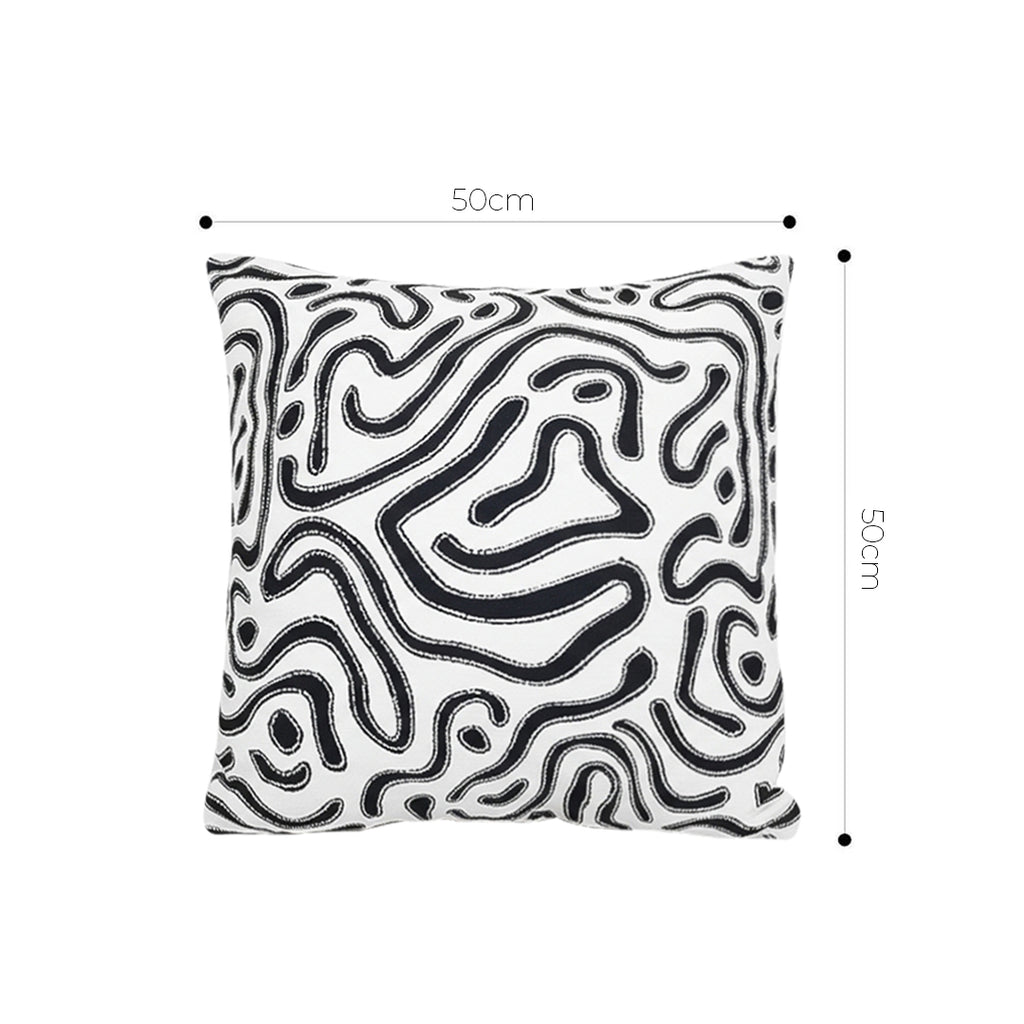 SOGA 50cm Black White Abstract Swirl Pattern Decorative Throw Pillow