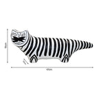 SOGA 47cm Elongated Black and White Striped Cat Resin Sculpture