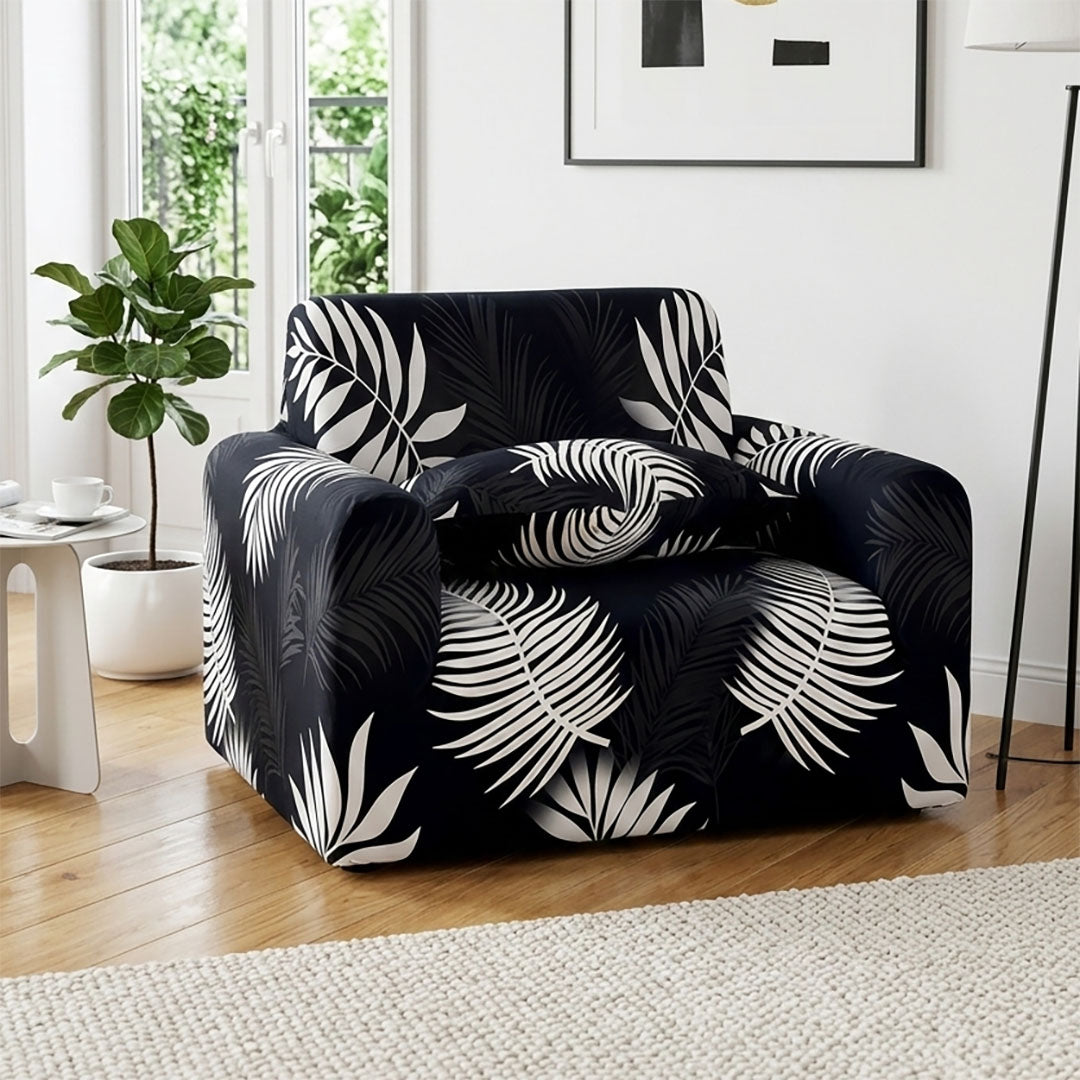 SOGA 1-Seater Leaf Design Sofa Cover Couch Protector High Stretch Lounge Slipcover Home Decor