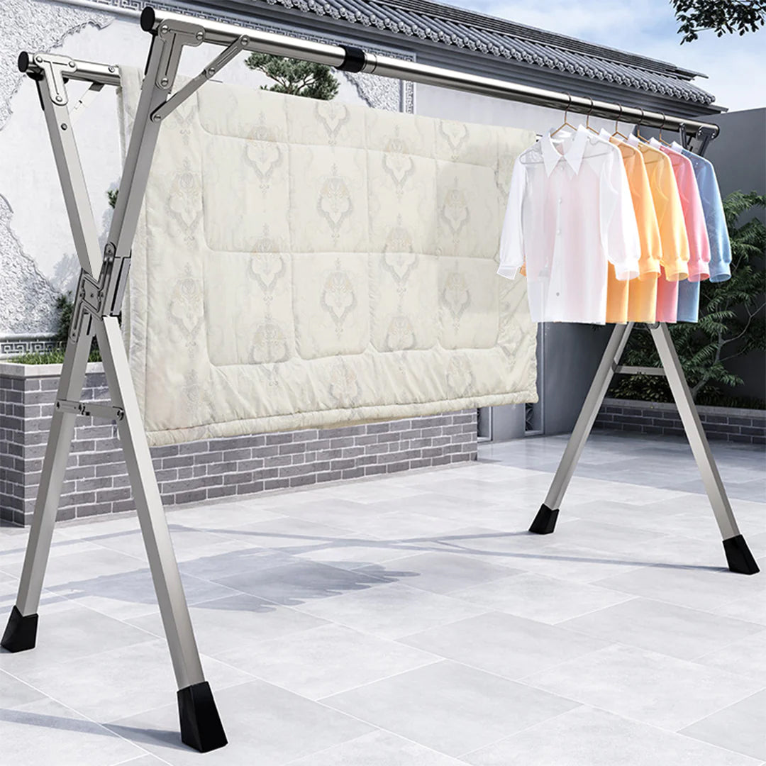 SOGA 2.4m Portable Standing Clothes Drying Rack Foldable Space-Saving Laundry Holder Indoor Outdoor
