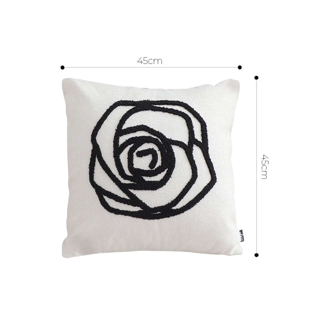 SOGA 2X Embroidered Cushion 45cm White Black Rose Flower Pattern Decorative Throw Pillow $ 129