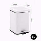 SOGA 4X Foot Pedal Stainless Steel Rubbish Recycling Garbage Waste Trash Bin Square 6L White