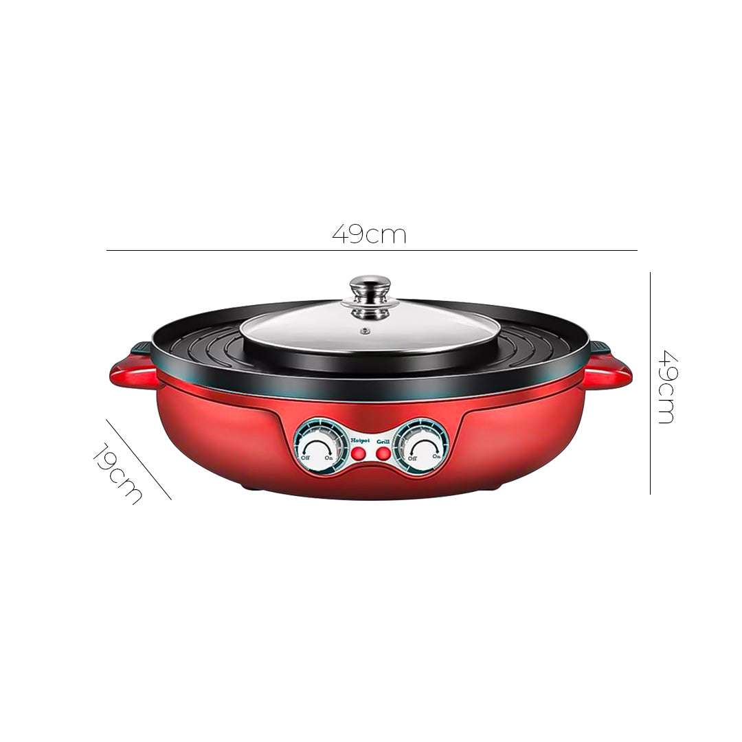 SOGA 2X 2-in-1 42CM Electric Hot Pot BBQ Grill Maifan Stone Non-Stick Coating 2100W $ 366