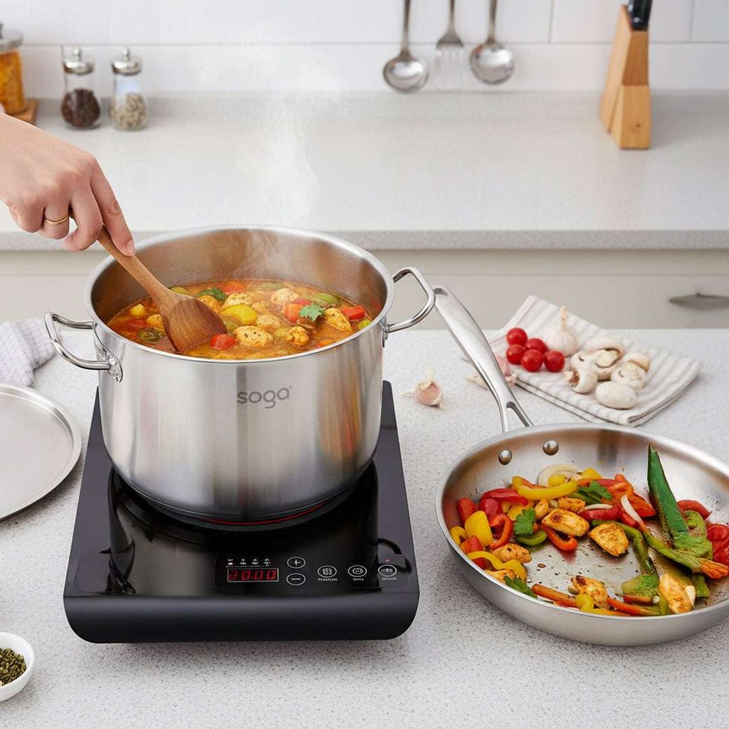SOGA Kitchenware Bundle – 35.5cm Smart Induction Cooktop, 26cm Fry Pan & 9L Stock Pot $ 296