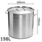 SOGA Stock Pot 198Lt Top Grade Thick Stainless Steel Stockpot 60CMX70CM 18/10