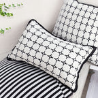 SOGA 35cm Moroccan Black Cross Pattern Black Trim Decorative Throw Pillow