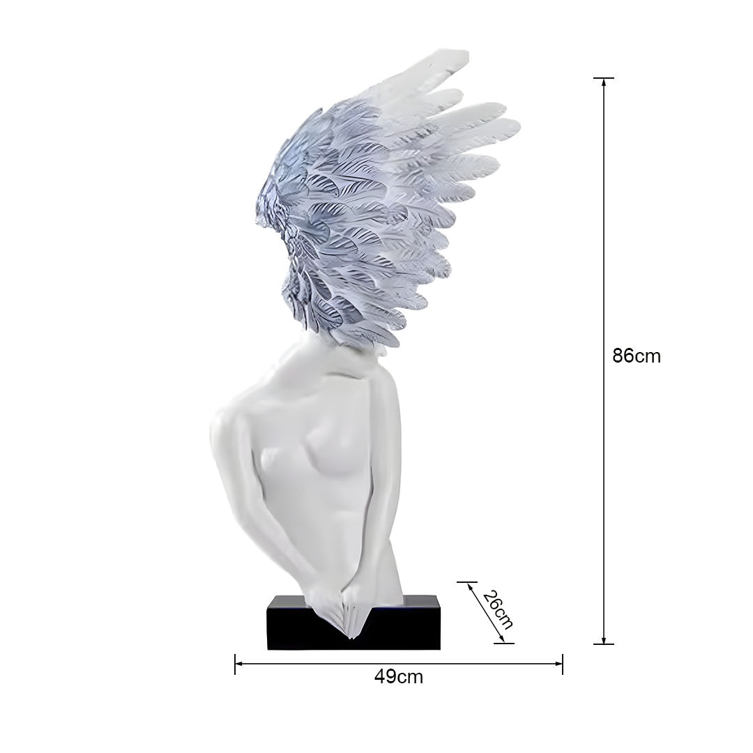 SOGA 86cm White Blue Winged Sculpture – Home Decor