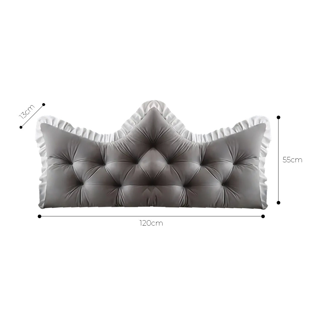 SOGA 2x120cm Crown Pillows Tufted Grey Headboard Cushion Set