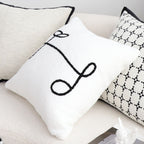 SOGA 2X 45cm Minimalist White Script Letter Embroidered Throw Pillow