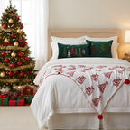 SOGA Christmas Bundle – Red Christmas Tree Fleece Throw & Green Embroidered Holiday Pillows $ 203
