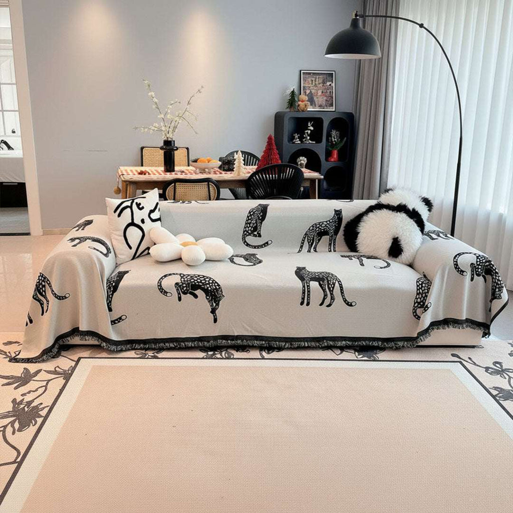 SOGA Three-seater White Sofa Cover Leopard Print 180x340cm Polyester $ 124
