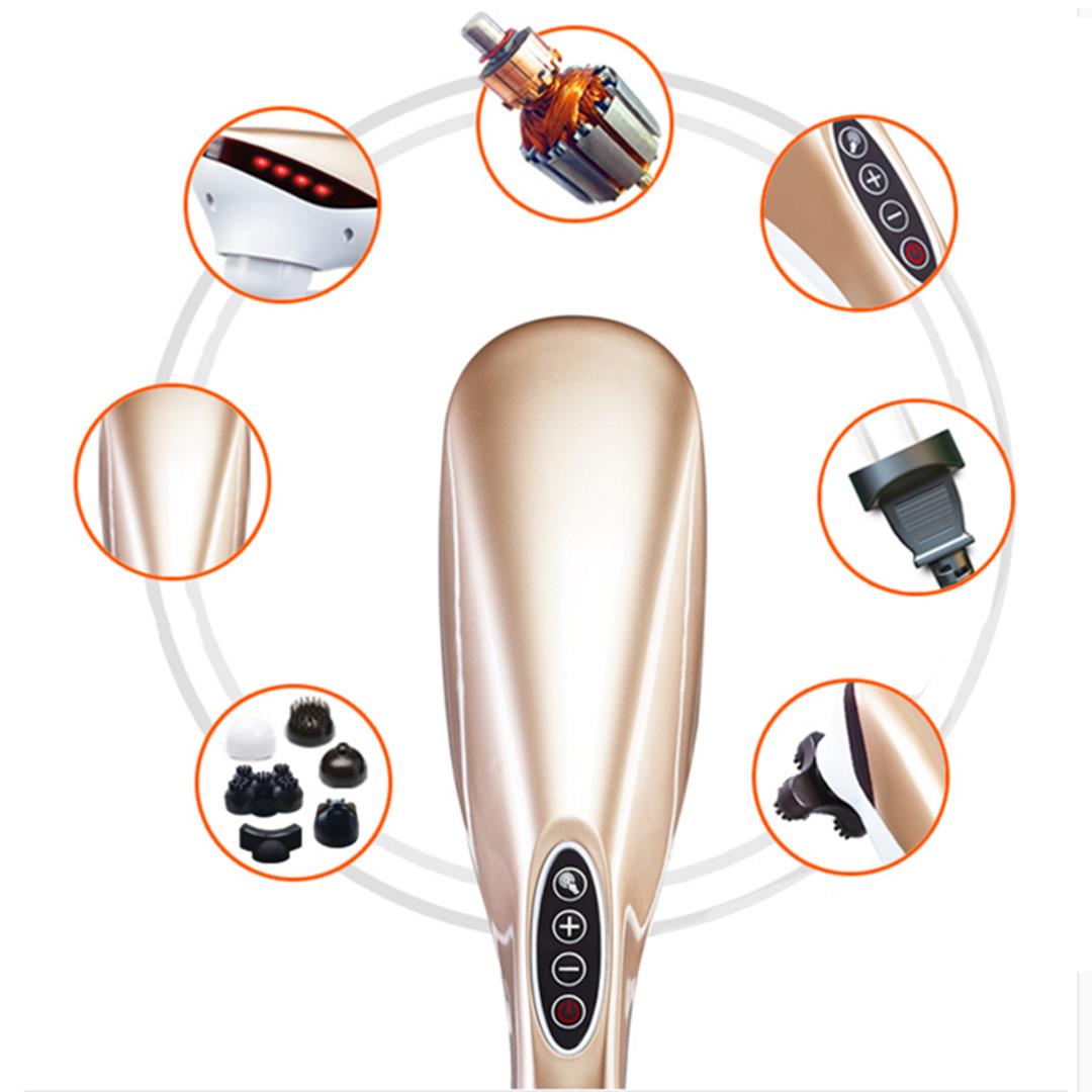 SOGA 6 Heads Portable Handheld Massager Soothing Stimulate Blood Flow Shoulder Gold
