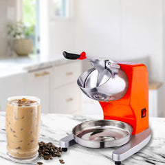 SOGA Ice Shaver Electric Stainless Steel Ice Crusher Slicer Machine Commercial Orange