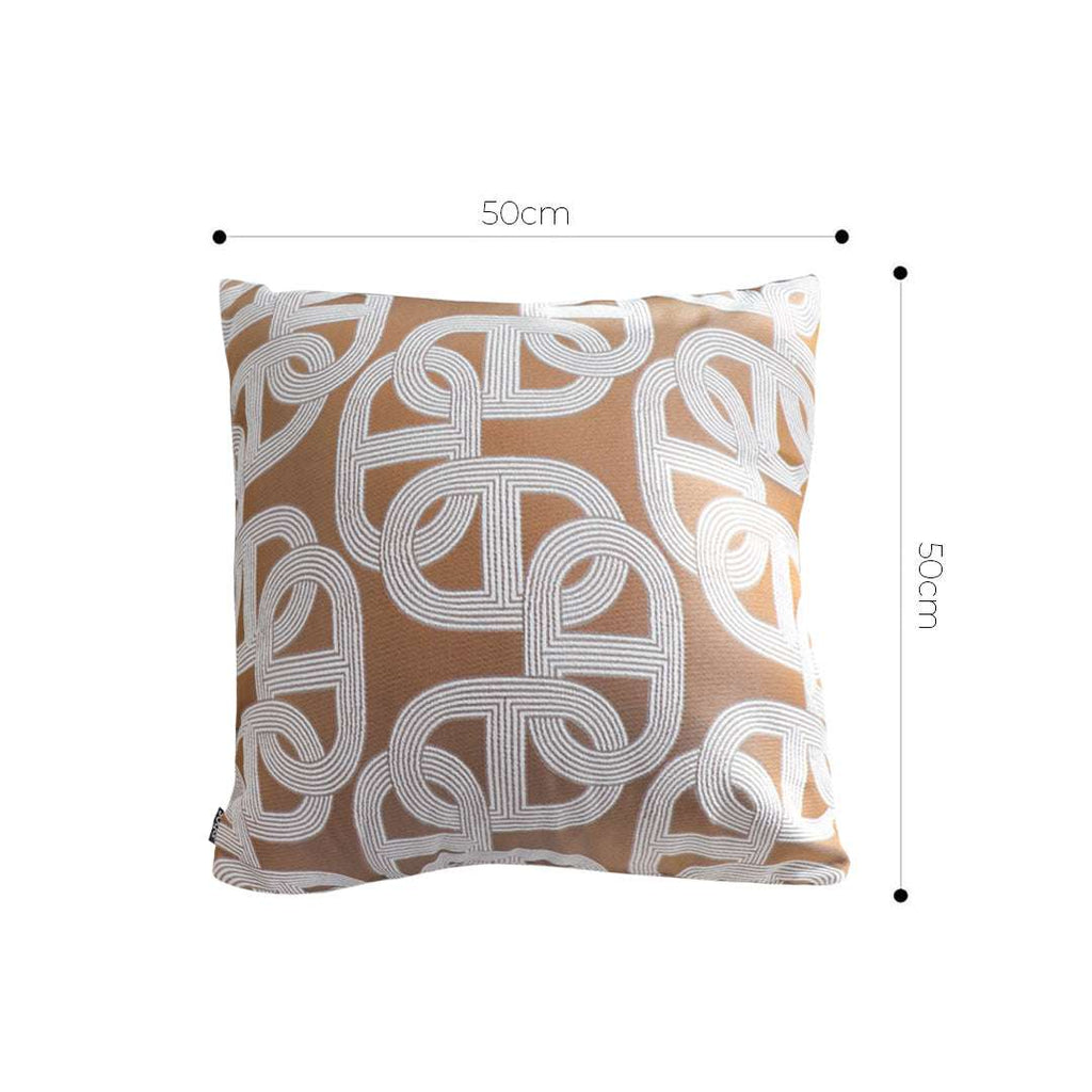 SOGA 2X 50cm Artistic Camel Brown White Geometric Pattern Throw Pillow $ 142