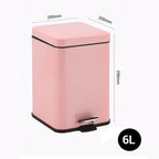 SOGA 2X Foot Pedal Stainless Steel Rubbish Recycling Garbage Waste Trash Bin Square 6L Pink