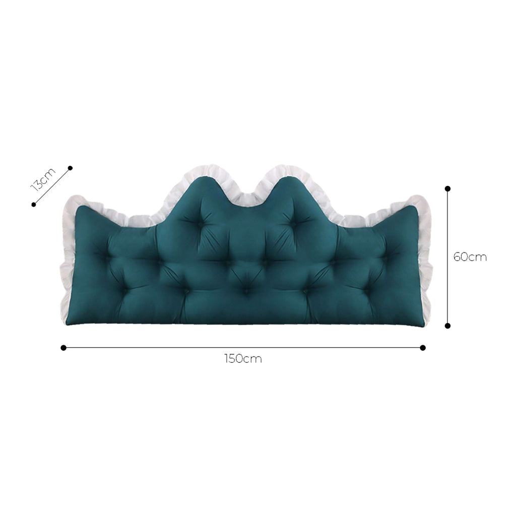 SOGA 2x150cm Crown Pillows Tufted Teal Headboard Cushion Set