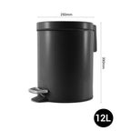 SOGA Foot Pedal Stainless Steel Rubbish Recycling Garbage Waste Trash Bin Round 12L Black