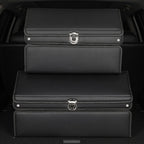 SOGA 60cm Leather Car Boot Collapsible Foldable Trunk Cargo Organizer Portable Storage Box with Lock Black