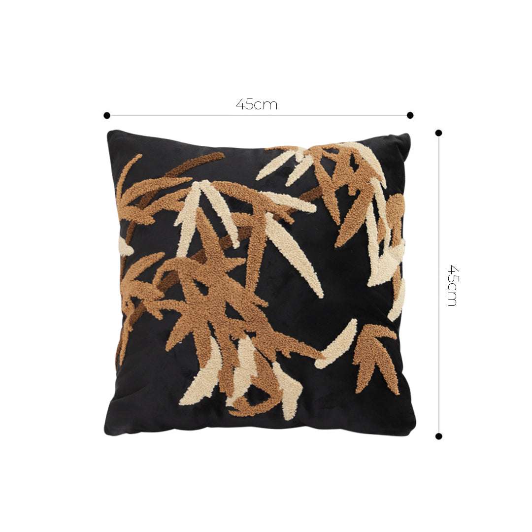 SOGA 2X 45cm Black Brown Bamboo Leaf Botanical Embroidered Throw Pillow $ 118