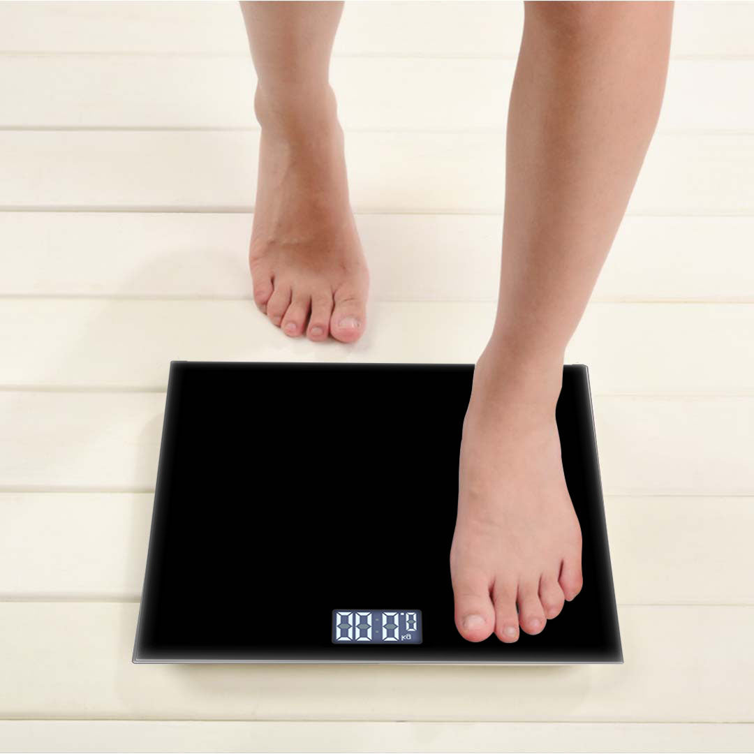 SOGA 2X Black 180kg Digital Fitness Weight Bathroom Gym Body Glass LCD Electronic Scales