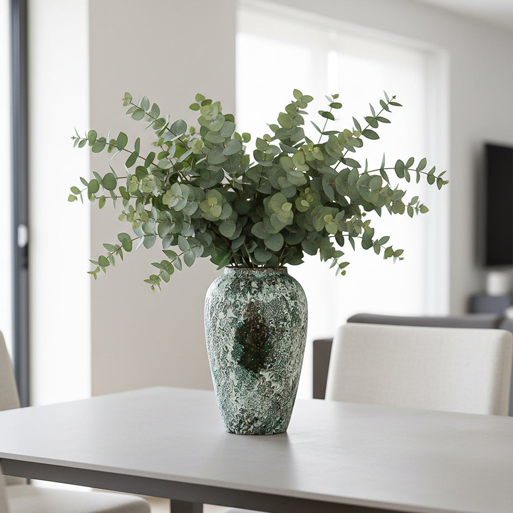 SOGA 30x19cm Green Medium Ceramic Flower Vase Elegant Living Room Home Decor