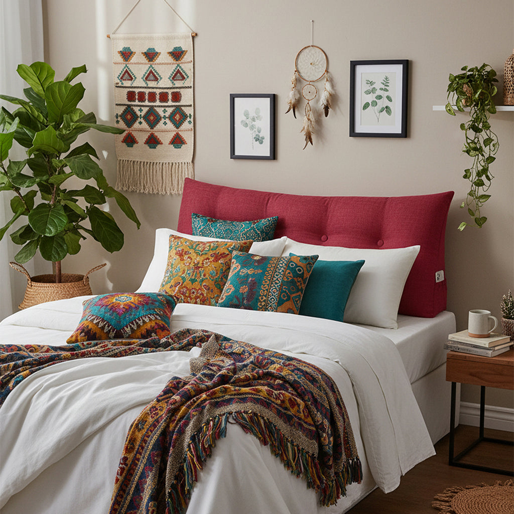 SOGA 120cm Rose Red Triangular Wedge Bed Pillow Headboard Backrest Bedside Tatami Cushion Home Decor